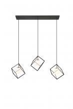  C1089-3AB/BK - Cubo Chandelier Aged Brass/Black