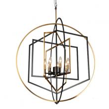  C1095-7AB/BK - Bloom Chandelier Aged Brass/Black