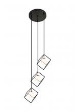  C1088-3AB/BK - Cubo Chandelier Aged Brass/Black