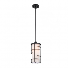 Lit Up Lighting LIT2730BK-WH - 1 1x100 W -Light Pendant in black metal framewith white shade