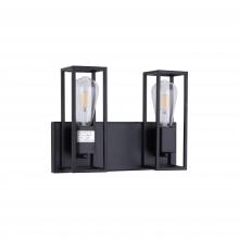 Lit Up Lighting LIT3122BK-GD - 2x 60W E26 Vanity in black finish with Gold Sockets . Dimensions : L=13" E=4.5" H=9.5"