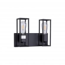  LIT3122BK-GD - 2x 60W E26 Vanity in black finish with Gold Sockets . Dimensions : L=13" E=4.5" H=9.5"