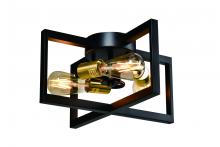 Lit Up Lighting LIT3341BK-GD - 14" 3x60 W Semi-Flush Mount in black finish with Black Socket