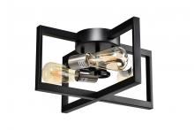  LIT3341BK-SN - 14" 3x60 W Semi-Flush Mount in black finish with Satin Nickel Socket