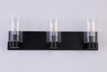 Lit Up Lighting LIT5423BK+MC -CL - 3X E12 60 W Vanity Light in Black finish with replaceable socket rings in Black and Gold finish