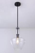 Lit Up Lighting LIT5630BK+MC-CL - 10.5" 1x60 W Pendant in Black finish with clear glass, with replacement socket rings in Black
