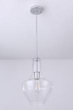 Lit Up Lighting LIT5630CH+MC-CL - 10.5" 1x60 W Pendant in Chrome finish with clear glass, with replacement socket rings in Black
