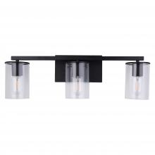 Lit Up Lighting LIT6123BK+MC -CL - 3 Light Vanity in Satin Nickel and Black finish frame with replaceable Socket Rings in Black