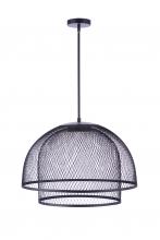  P1006FB-LED - 24.25" Diameter Sculptural Statement Metal Mesh Dome 2 Shade Pendant in Flat Black