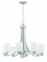  50528-BNK-WG - Bolden 8 Light Chandelier in Brushed Polished Nickel (White Glass)