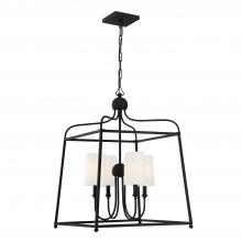  2244-BF - Libby Langdon Sylvan 4 Light Black Forged Lantern Chandelier