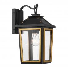  HAW-601-MK-TG - Hawkins 1 Light Matte Black + Textured Gold Outdoor Sconce