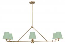  XAV-B9306-VG-GR - Xavier 6 Light Vibrant Gold + Green Chandelier