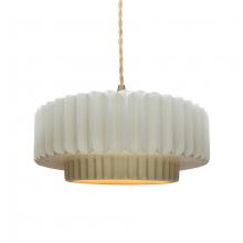  CER-6553-MTGD-BRSS-BEIG-TWST - Medium Tier Pleated 1-Light Pendant