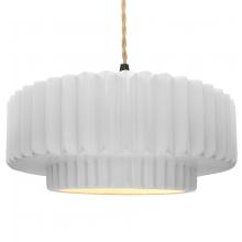  CER-6555-WTWT-MBLK-BEIG-TWST - Large Tier Pleated 1-Light Pendant