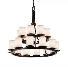 Justice Design Group (Yellow) FAB-8767-10-WHTE-DBRZ-LED21-14700 - Dakota 21-Light 2-Tier Ring LED Chandelier
