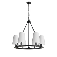  CLB-306C-MB-790 - 6 Light Incandescent Chandelier Matte Black with White Shades