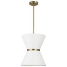  CTN-121P-AGB-790 - 1LT Incand Pendant, AGB w/ GLD ring, WH Shade