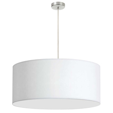 Dainolite Canada DRM-L-790 - 1 Light, 28" Drum Shade Pendant, White Fabric, No Bottom Diffuser, Polished Chrome