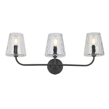  ELN-213W-MB-CLR - 3 Light Incandescent Vanity Matte Black with Clear Hammered Glass