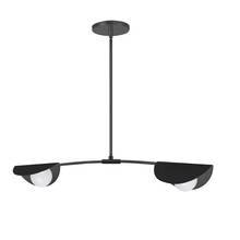  EMM-342HP-MB - 2 Light Halogen Horizontal Pendant Matte Black with White Glass