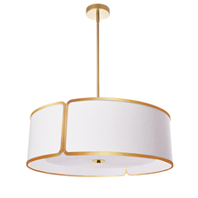  NDR-243P-GLD-WH - 4LT Notched Drum Pendant GLD, WH Shade & Diffuser