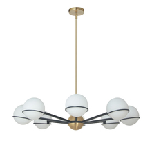  SOF-388C-MB-AGB - 8LT Halogen Chandelier, MB/AGB with WH Opal Glass