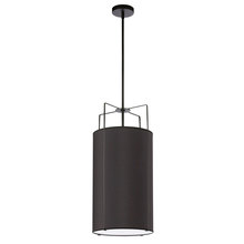 Dainolite Canada TRA-124P-BK - 4 Light Pendant Black Drum Shade w/ White Fabric Diffuser