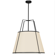 Dainolite Canada TRA-3P-BK-CRM - 3 Light Trapezoid Pendant Black/Cream Drum Shade w/ White Fabric Diffuser