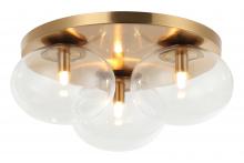 Matteo X38103AG - 3 LT 16"DIA "BULBUS" AGED GOLD CEILING MOUNT / CLEAR GLASS G9 LED 10W
