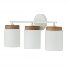 Capital Canada 150931LT-547 - 3-Light Cylindrical Vanity in White with Mango Wood and Soft White Glass