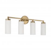 Capital Canada 151741AD - 4-Light Cylindrical Vanity in Aged Brass with Faux Alabaster Glass