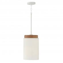 Capital Canada 350911LT - 1-Light Cylindrical Pendant in White with Mango Wood and Soft White Glass