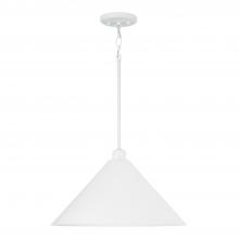  351311WE - 1-Light Metal Cone Pendant in White