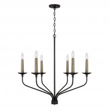 Capital Canada 451561MB - 6-Light Chandelier in Matte Black with Interchangeable Faux Wood or Matte Black Candle Sleeves
