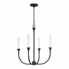 Capital Canada 452341BI - 4-Light Chandelier in Black Iron with Interchangeable White or Black Iron Candle Sleeves