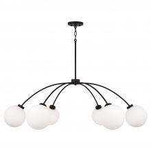  457161BI-557 - 6-Light Chandelier in Matte Black with Soft White Glass Globes