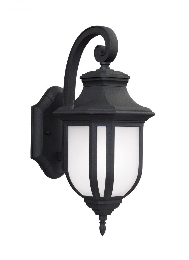 Childress traditional 1-light LED outdoor exterior medium wall lantern sconce in black finish with s