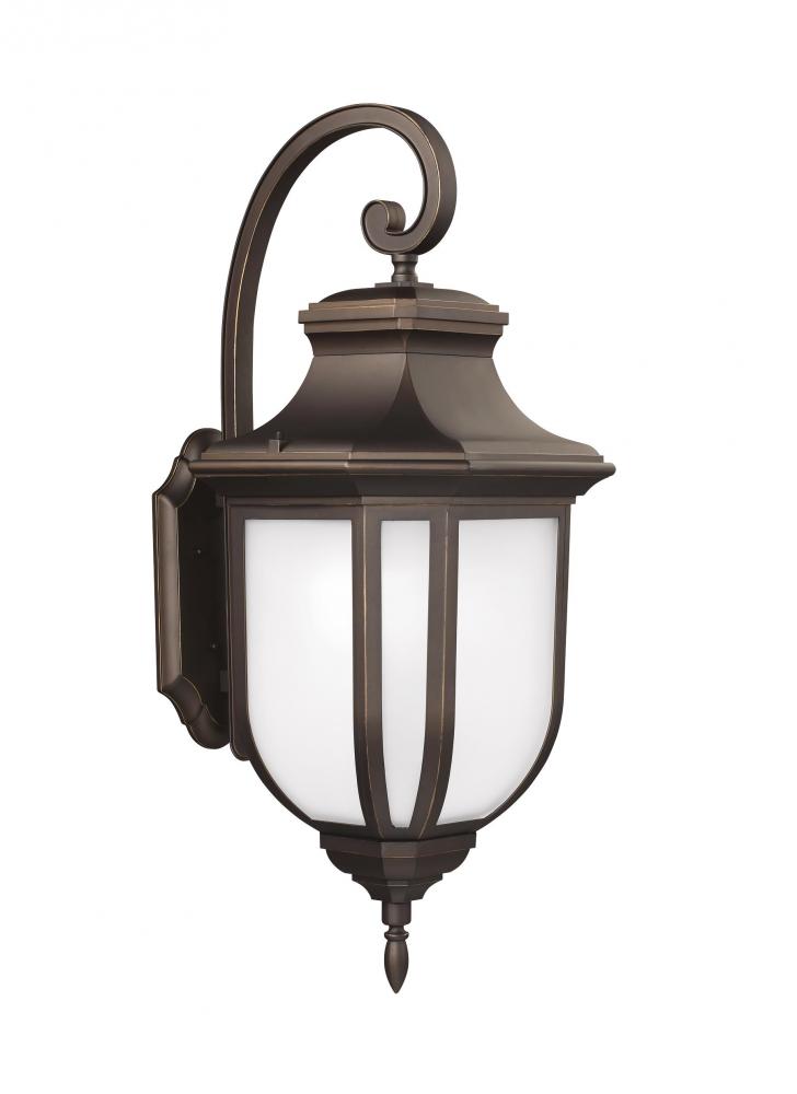 Childress traditional 1-light LED outdoor exterior medium wall lantern sconce in antique bronze fini