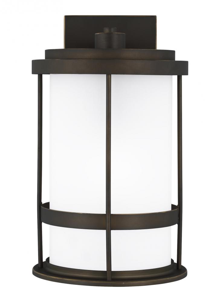 Wilburn modern 1-light LED outdoor exterior Dark Sky compliant medium wall lantern sconce in antique