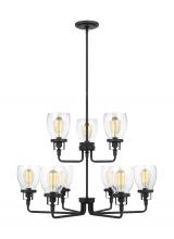 Generation Lighting  3214509-112 - Belton transitional 9-light indoor dimmable ceiling chandelier pendant light in midnight black finis