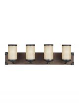 Generation Lighting  4413304-846 - Dunning contemporary 4-light indoor dimmable bath vanity wall sconce in stardust finish with creme p