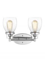 Generation Lighting  4414502-05 - Belton transitional 2-light indoor dimmable bath vanity wall sconce in chrome silver finish with cle