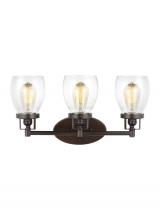 Generation Lighting  4414503-710 - Belton transitional 3-light indoor dimmable bath vanity wall sconce in bronze finish with clear seed