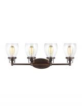 Generation Lighting  4414504-710 - Belton transitional 4-light indoor dimmable bath vanity wall sconce in bronze finish with clear seed