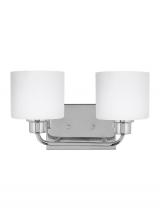 Generation Lighting  4428802-05 - Canfield modern 2-light indoor dimmable bath vanity wall sconce in chrome silver finish with etched