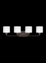 Generation Lighting  4428804-710 - Canfield modern 4-light indoor dimmable bath vanity wall sconce in bronze finish with etched white i