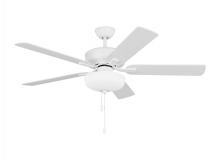 Generation Lighting  5LD52RZWD - Linden 52'' traditional dimmable LED indoor matte white ceiling fan with light kit and rever