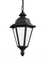 Generation Lighting  69025-12 - Brentwood traditional 1-light outdoor exterior ceiling hanging pendant in black finish with smooth w