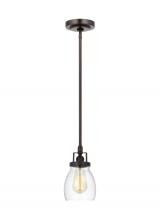 Generation Lighting  6114501-710 - Belton transitional 1-light indoor dimmable ceiling hanging single pendant light in bronze finish wi